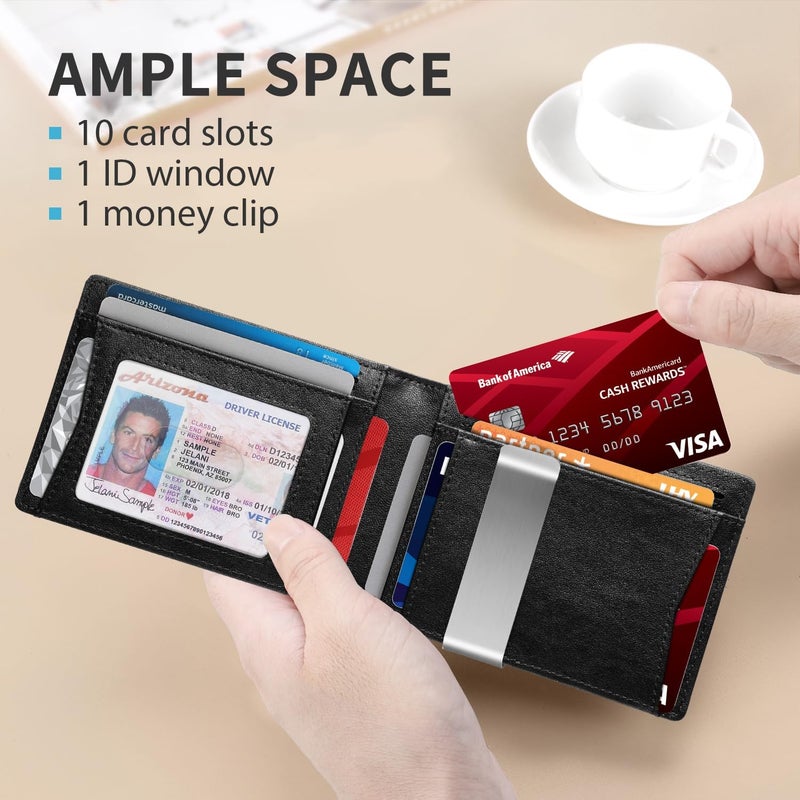 RUNBOX Slim Novelty Wallets for Men RFID Blocking 11 Card Holder Minimalist Small Leather Bifold Men's Front Pocket Wallet Gift Box - Image 3